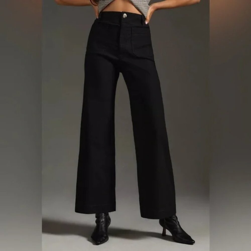 Anthropologie Maeve The Colette Magic Fabric Crop Wide-Leg Linen Blend Pants 31T